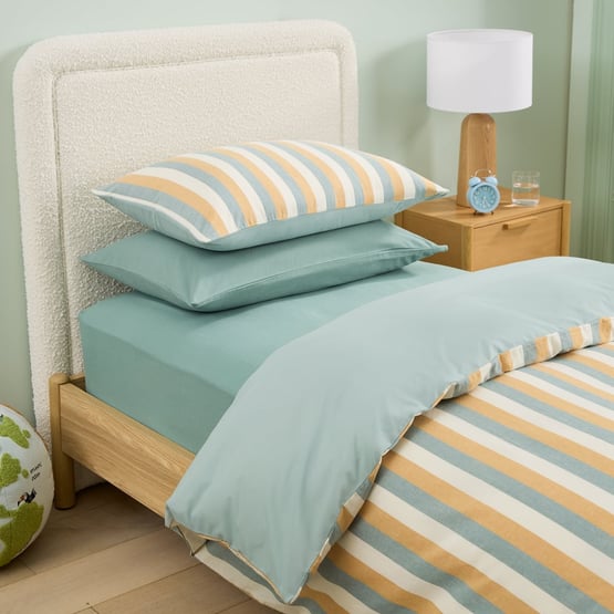 Sully Stonewashed Amber & Moss Stripe Quilt Cover Set