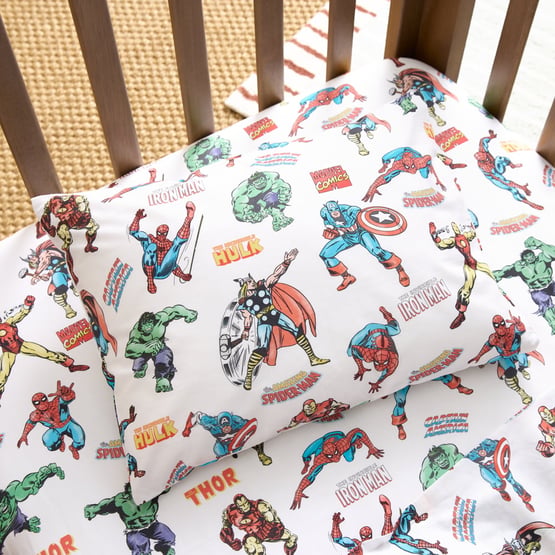 Marvel Comics White Cot Sheet Set
