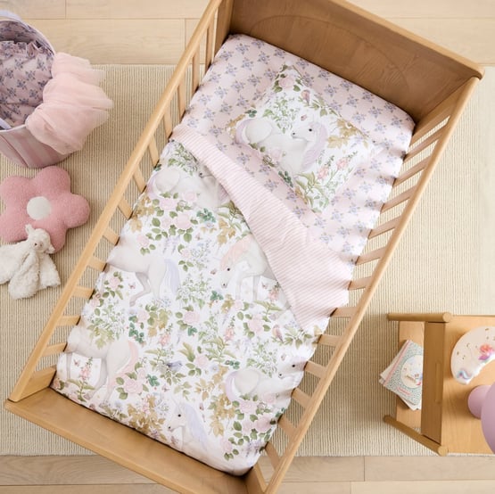 Fleur Harris Unicorn Dreams White Cot Quilted Quilt Cover Set