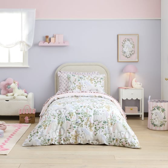 Fleur Harris Unicorn Dreams White Quilted Quilt Cover Set
