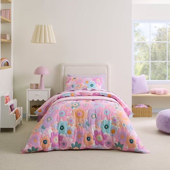Poppy Floral Quilted Quilt Cover Set