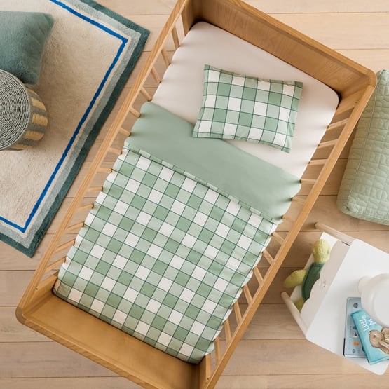 Carter Green Check Cot Quilt Cover Set 