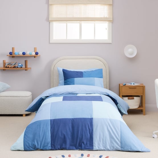 Miles Cord Blue Quilted Quilt Cover Set