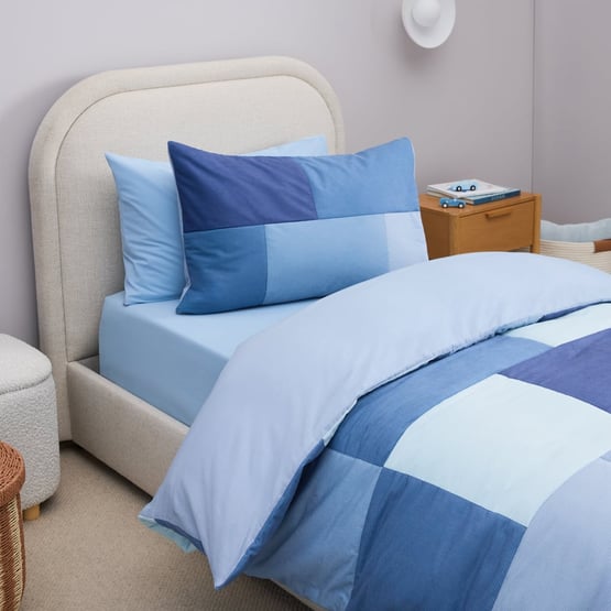 Miles Cord Blue Quilted Quilt Cover Set