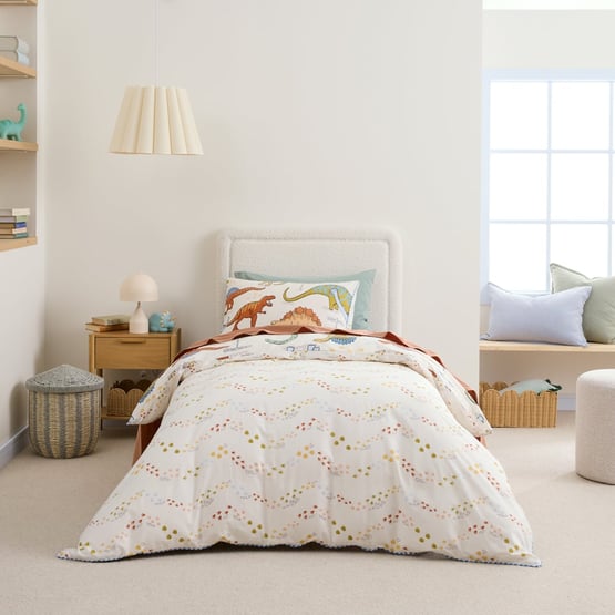 Dino Walk Natural Quilt Cover Set