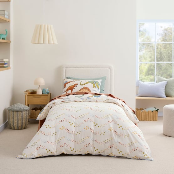 Dino Walk Natural Quilt Cover Set