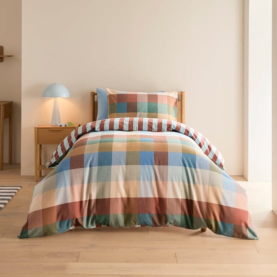 Morgan Blue Check Flannelette Quilt Cover Set