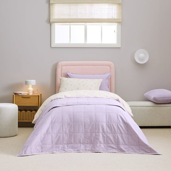 Stonewashed Cotton Orchid Pastel Quilted Coverlet