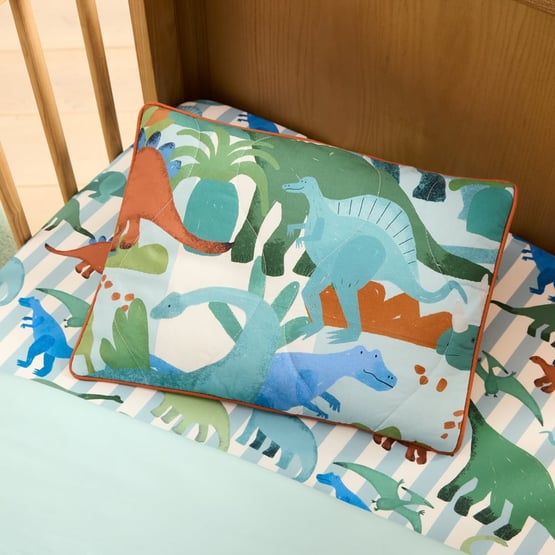Dreamasaurus Aqua Quilted Cot Quilt Cover Set