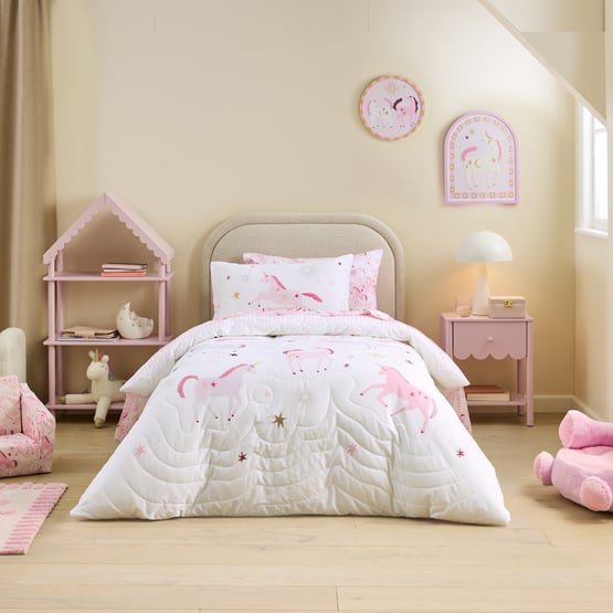 Starla Unicorn White Quilt Cover Set