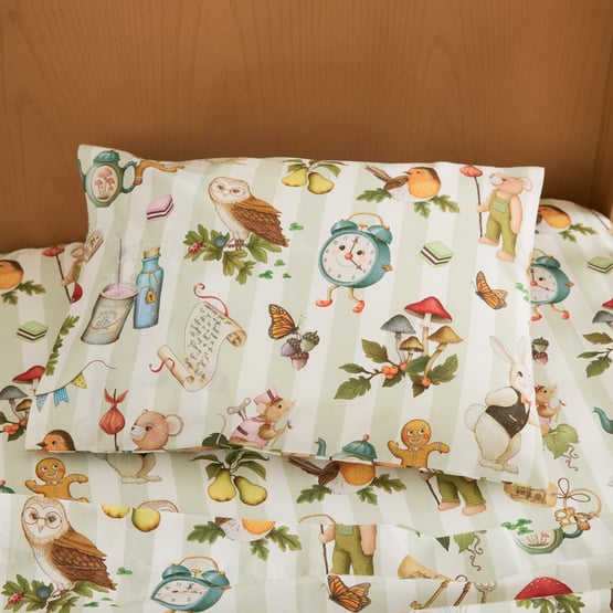 Fleur Harris Faraway Tree Sage Stripe Cot Sheet