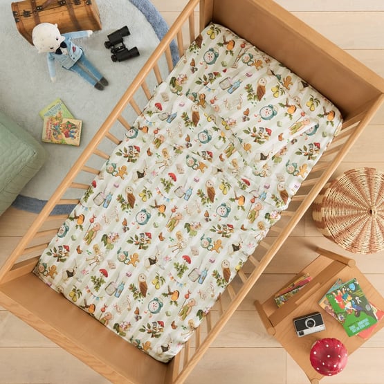 Fleur Harris Faraway Tree Sage Stripe Cot Sheet