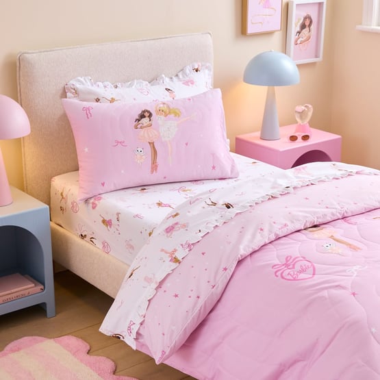 Mattel Barbie Pink Ballet Quilted Quilt Cover Set