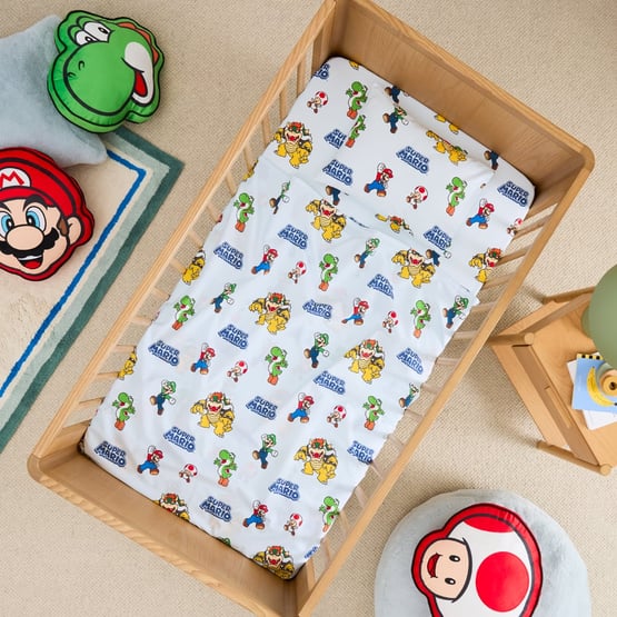 Nintendo Super Mario Blue Cot Sheet Set