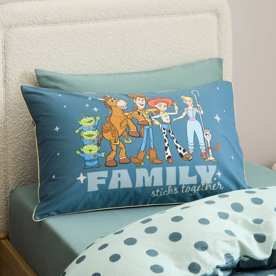 Disney Pixar Toy Story Family Sticks Together Navy Text Pillowcase
