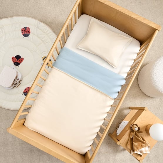 Stonewashed Dusty Blue Natural Cot Quilt Cover Set