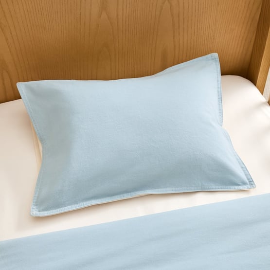 Stonewashed Dusty Blue Natural Cot Quilt Cover Set