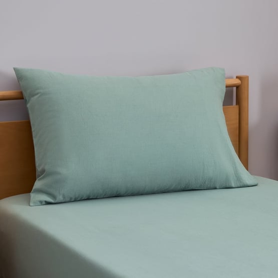 Stonewashed Cotton Thyme Fitted Sheet Set