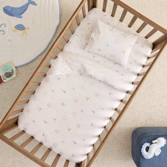 Ocean Lullaby Natural Quilted Quilt Cover Set