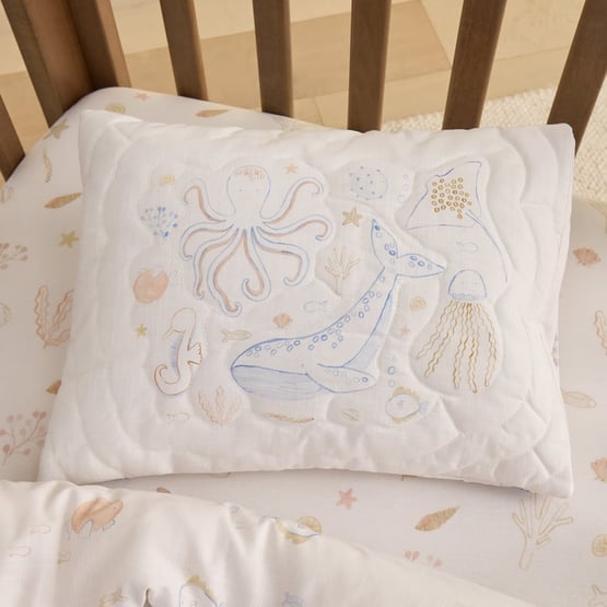 Ocean Lullaby Natural Quilted Quilt Cover Set