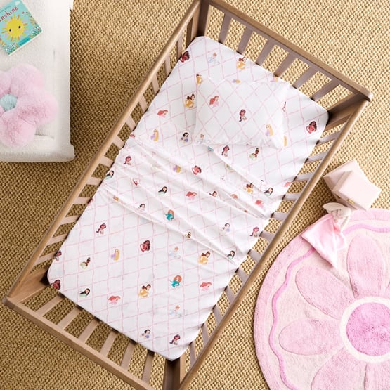Disney Princess White Cot Sheet Set