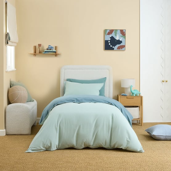 Stonewashed Cotton Sage & Forest Quilt Cover Set