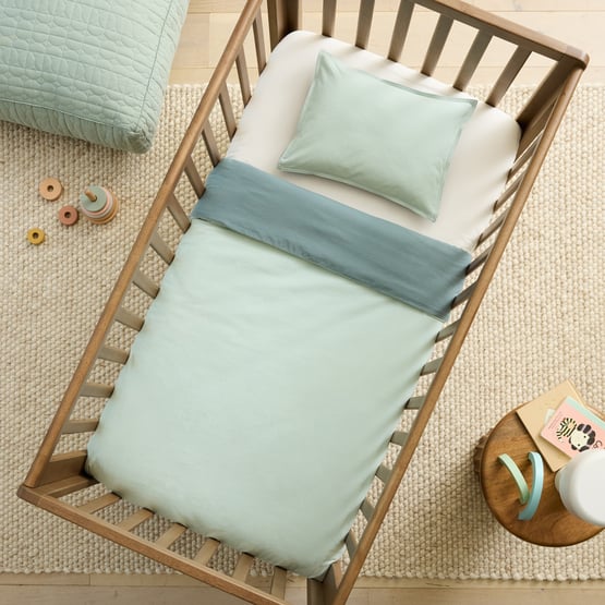 Stonewashed Cotton Sage & Forest Cot Quilt Cover Set