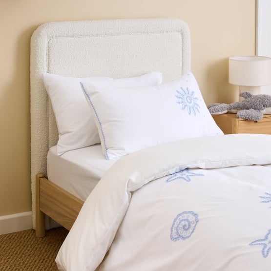 Coastal Broderie White & Blue Quilt Cover Set