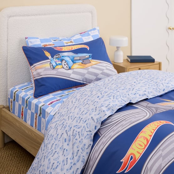 Mattel Hot Wheels Turbo Track Navy Quilt Cover Set 