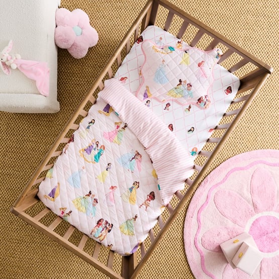 Disney Princess Pink Quilted Cot Quilt Cover Set