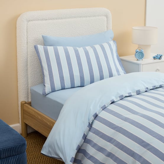 Stonewashed Ocean Tri Stripe Piped Quilt Cover Set 