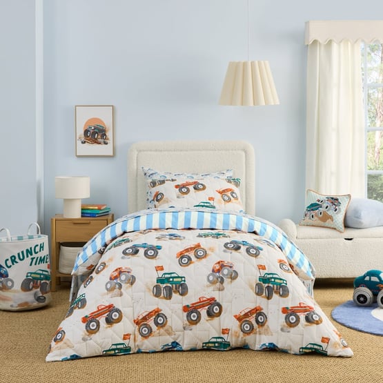 Big Off Road Adventure Natural Quilted Quilt Cover Set