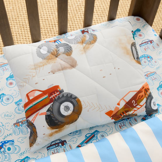 Big Off Road Adventure Natural Quilted Cot Quilt Cover Set