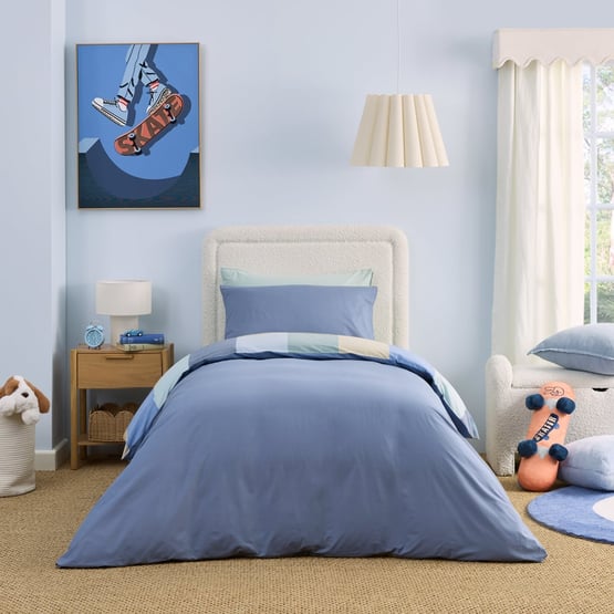 Braxton Blue Yarn Dye Check Quilt Cover Set