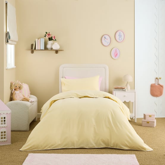 Stonewashed Cotton Lemon Paddy Piped Quilt Cover Set