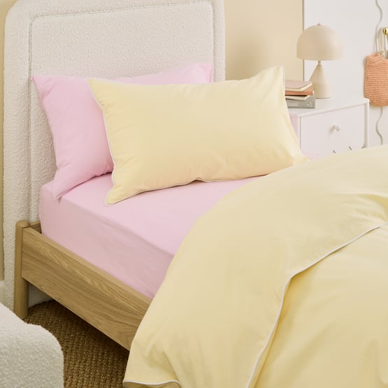 Stonewashed Cotton Lemon Paddy Piped Quilt Cover Set