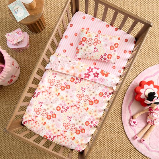 Pocketful Of Flowers Pink Cot Quilt Cover Set