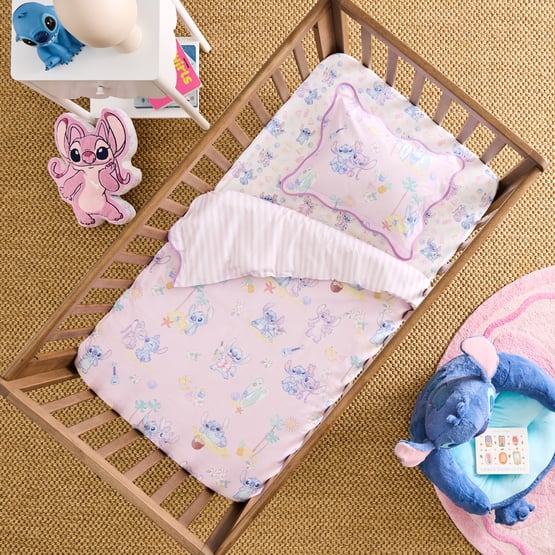 Disney Stitch Aloha Pink Cot Quilt Cover Set