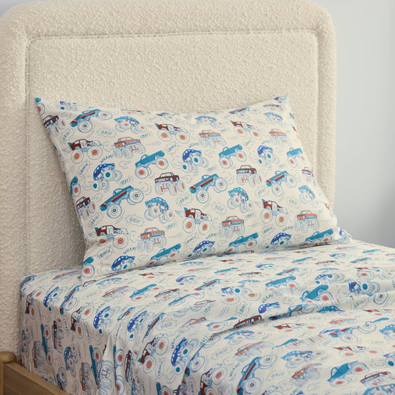 Big Off Road Adventure White Sheet Set