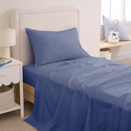 Organic Cotton Navy Percale Sheet Set