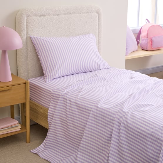 Organic Cotton Lilac Stripe Percale Sheet Set