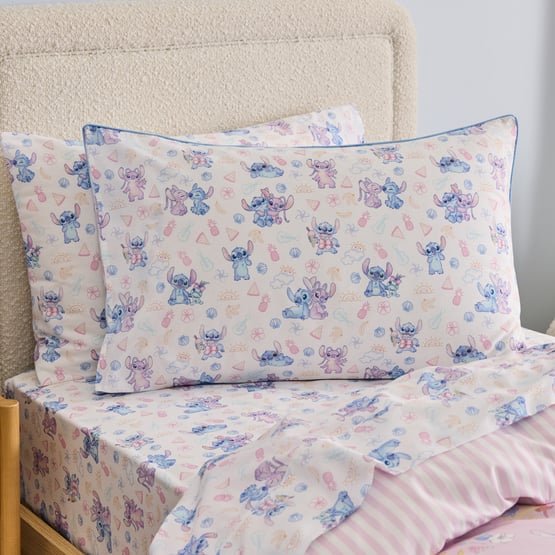 Disney Stitch Sun Sea & Stitch White Text Pillowcase