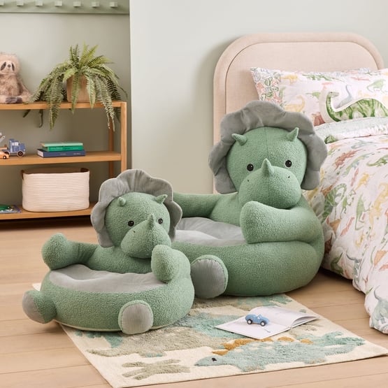Jumbo Trip Triceratops Sage Cuddle Chair