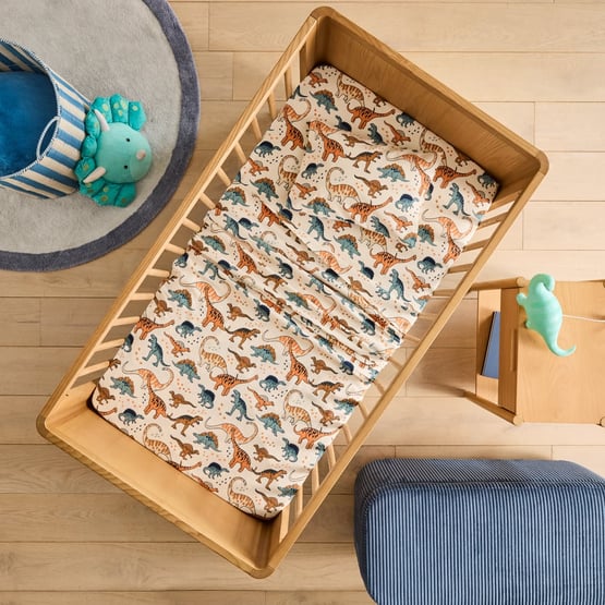 Dinosaur Friends Ecru Flannelette Cot Sheet Set