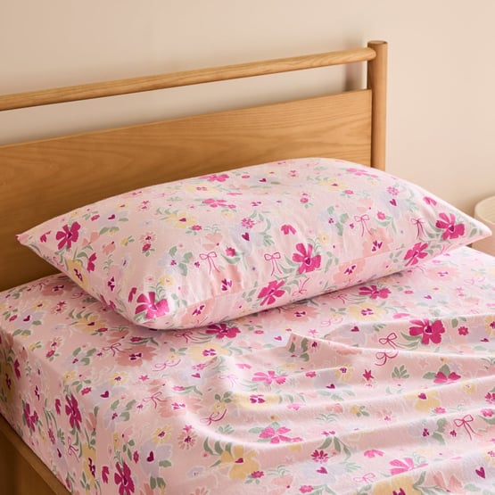 Bella Pink Blossom Flannelette Sheet Set