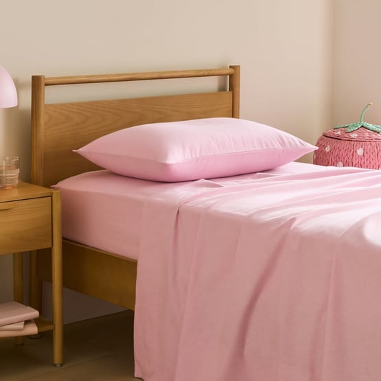 Plain Pink Flannelette Sheet Set