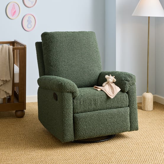 Byron Forest Boucle Swivel & Recline Chair