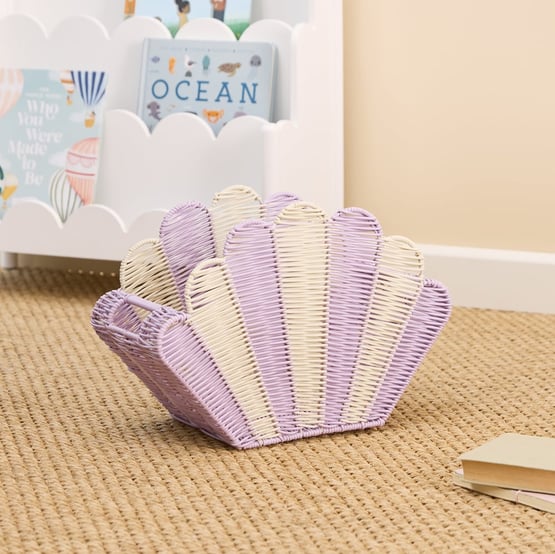 Scallop Shell Lilac & Natural Storage Basket