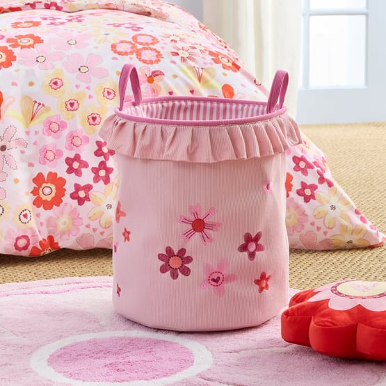 Pocketful Of Flowers Pink Storage Basket