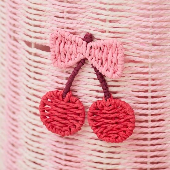 Cherry Pink Stripe Scallop Storage Basket